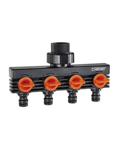 4-Way distributor with click couplings and valves
